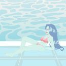 Vampire girl in pool. Un projet de Illustration traditionnelle, Conception de personnages , et Pixel art de The Yellow Girl - 25.10.2021