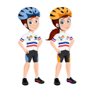 Ilustración por encargo: gemelos ciclistas con patrocinio personalizado. Un proyecto de Ilustración tradicional e Ilustración digital de Jonatán Mira - 27.10.2021