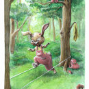 My project in Animal Characters in Watercolor for Children’s Books course/ Skipping Bunny. Traditional illustration, Fine Arts, Painting, Drawing, Watercolor Painting, Children's Illustration, and Narrative project by Janina Jablecka - 11.21.2021