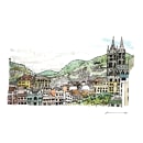 Dibujando a Quito desde la Terraza. Ilustração tradicional, e Arquitetura projeto de Christian Chancusig Ortiz - 06.11.2021