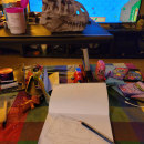 Dino Skull. Traditional illustration, Sketching, Creativit, Drawing, and Sketchbook project by Amber Taylor - 01.01.2022