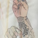 Ink and Watercolor tattooed hand. Un proyecto de Ilustración tradicional de Michelle Bortot - 15.01.2022