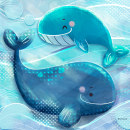 Happy Whales. Ilustração tradicional projeto de Mariana Ostanik - 08.01.2022