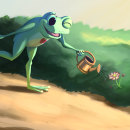 Glass Frog Gardener. Ilustração tradicional, Design de personagens, Desenho e Ilustração digital projeto de Kateri - 17.01.2022
