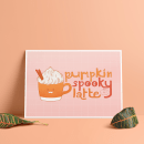 Pumpkin Spooky Latte Sticker. Un proyecto de Ilustración tradicional de Pierre-Baptiste - 01.11.2021