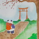 Meu projeto do curso: Ilustração em aquarela com influência japonesa. Un proyecto de Ilustración tradicional, Dibujo y Pintura a la acuarela de Julia Fantauzzi - 06.02.2022