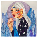 Sideral Girl I. Un proyecto de Diseño, Ilustración tradicional, Pintura a la acuarela y Dibujo con lápices de colores de Celia Bustillo - 15.02.2022