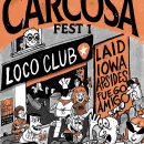 Carcosa Fest 1 cartoon poster. Ilustração tradicional, Design de personagens, e Desenho projeto de Ignacio Aznar de Legarra - 01.02.2022
