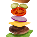 Deconstructed Cheeseburger. Un projet de Illustration numérique de Javi Sola - 23.02.2022