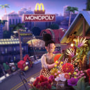 McDonald's Monopoly Nightime Edition. Design, Traditional illustration, Motion Graphics, Animation, Art Direction, Character Design, Character Animation, 3D Animation, 3D Modeling, Concept Art, 3D Character Design, 3D Design, Game Design, and App Design project by Morphine - 03.05.2022