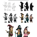 3 brujas hippies. Ilustração tradicional, Design de personagens, Ilustração digital, Ilustração infantil, e Narrativa projeto de Yutzil Duque Hernández - 11.03.2022