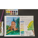 Meu projeto do curso: Caderno de viagem em aquarela. Ilustração tradicional, Pintura em aquarela, Ilustração arquitetônica, e Sketchbook projeto de Marina - 20.01.2022
