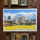 Paisaje rural . Ilustração tradicional, Paisagismo, Pintura, e Pintura em aquarela projeto de Edy Rios - 30.03.2022