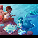 Mi Proyecto del curso: El chico y la Sirena. Traditional illustration, Digital Illustration, and Digital Painting project by Daniela Maria Garcia Urzua - 02.19.2022