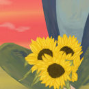 Sunflowers/Girasoles - Retratos pictóricos con técnicas digitales. Ilustração digital, Ilustração de retrato, Desenho de retrato, e Pintura digital projeto de Sara Azurdia - 07.04.2022