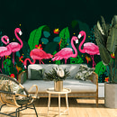 Tropical Flamingos. Um projeto de Design, Ilustração, Design de interiores e Ilustração vetorial de Kropsiland - 06.07.2022