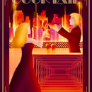 Cocktail in Art Deco Style. Traditional illustration, Fine Arts, Poster Design, and Digital Illustration project by Saskia - 07.11.2022