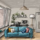 Sketch of my living room. Design de interiores, Esboçado, e Desenho digital projeto de nassim594 - 30.05.2021