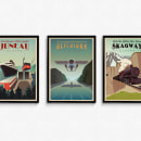 Alaska travel posters. Traditional illustration, Advertising, and Graphic Design project by Ruslan Valeyeu - 08.14.2022