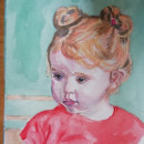 Retrato de niña pelirroja. Un proyecto de Pintura a la acuarela e Ilustración de retrato de Ana Rodríguez Sío - 16.08.2022