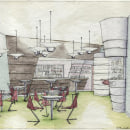Coffee shop design proposal - 1989. Furniture Design, Making, Industrial Design, Interior Architecture, Interior Design, and Lighting Design project by Mario - 08.13.2022