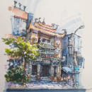 Live sketches @ my town. Architecture, and Painting project by Lê Trường - 08.22.2022