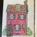 A Pink House in Charleston South Carolina. Un projet de Illustration traditionnelle, Architecture, Esquisse , Dessin , et Carnet de croquis de Katie Cannon - 02.09.2022