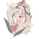 Bajo flores. Traditional illustration, Drawing, Digital Illustration, Portrait Illustration, and Digital Drawing project by Antía Piñeiro Añón - 09.09.2022