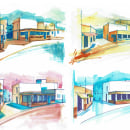 Urban sketching Chiclana. In four colours. Ilustração tradicional, Pintura, Ilustração arquitetônica e Ilustração com tinta projeto de Violeta Quiñones - 09.09.2022