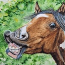 Laughing horse - Mon projet du cours : Portraits expressifs d'animaux à l'aquarelle. Ilustração tradicional, e Pintura projeto de Oliwia - 19.09.2022