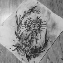 Nutria en puntillismo. Traditional illustration, Tattoo Design, and Botanical Illustration project by Esteban Vargas - 09.30.2022