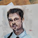 portrait Brad Pitt aquarelle. Un progetto di Pittura ad acquerello di David Iannantuoni - 01.10.2022