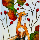Foxy in the strawberry garden. Ilustração tradicional projeto de Sally J - 17.10.2022