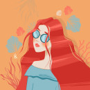 Character Design | Coral Red Hair & Glasses . Un proyecto de Ilustración tradicional y Diseño de personajes de Milica Özçelebi - 19.10.2022