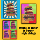affiche de burger style vintage . Design, Ilustração tradicional, Publicidade, e Design gráfico projeto de michel Krouna - 19.10.2022