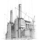 Battersea power Station, London. Un proyecto de Diseño, Ilustración tradicional, Arquitectura, Dibujo artístico, Ilustración arquitectónica e Ilustración con tinta de Luke Adam Hawker - 24.10.2022