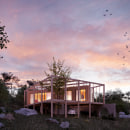 Refugio de Madera en Villa Serrana, Uruguay. Un proyecto de Visualización arquitectónica de Juan Diego Gómez González - 11.10.2022