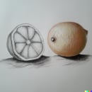 Dibujo realista a lápiz de una naranja y un limon. Un projet de Illustration traditionnelle, Dessin au cra, on , et Dessin de Daniel Villegas - 12.11.2022