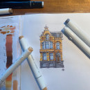 My project for course: Expressive Architectural Sketching with Colored Markers. Projekt z dziedziny Sketching,  R, sunek,  R, sunek architektoniczn, Sketchbook,  R i sunek atramentem użytkownika Natali Schumacher - 17.11.2022