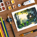 My project for course: Fantasy Landscapes with Watercolor & Gouache. Un progetto di Belle arti, Pittura, Pittura ad acquerello, Illustrazione naturalistica e Pittura gouache di Ruth Wilshaw - 18.11.2022