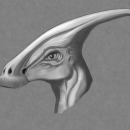 Parasaurolophus. Ilustração tradicional projeto de Robert GouGa - 04.12.2022