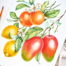 Watercolor Florals and Fruits for Monarte. Projekt z dziedziny Trad, c, jna ilustracja, Projektowanie mod i Malowanie akwarelą użytkownika Katerina Kolberg - 01.02.2018