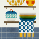 My Colourful Kitchen. Un proyecto de Ilustración tradicional, Cocina, Pattern Design e Ilustración textil de Anna Pedren - 08.12.2022