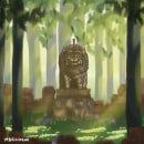 guardian lion statue in the middle of the forest. Un proyecto de Ilustración tradicional e Ilustración digital de Intan Mubarokah - 23.12.2022