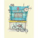 Cycle shop. Traditional illustration, Street Art, Sketching, and Sketchbook project by rule69 - 01.14.2023
