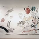  "Under the surface" 215 cm x 820 cm, mixed media on fine canvas. Ilustração, Artes plásticas, Arte urbana, e Desenho artístico projeto de Karina Mosegård - 18.01.2023