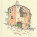 Medieval house. Traditional illustration, Street Art, Sketching, and Sketchbook project by rule69 - 01.18.2023