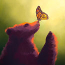 My project for course: Monarch butterfly and young bear. Un proyecto de Ilustración tradicional, Ilustración digital y Dibujo digital de laëtitia Blanc - 20.01.2023