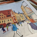 Mi proyecto del curso: Sketching urbano: dibuja tu ciudad en movimiento. Traditional illustration, Sketching, Drawing, Watercolor Painting, Architectural Illustration, and Sketchbook project by Stéphanie Weppelmann - 02.06.2023