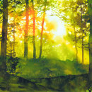 Final project from my first Domestika course - Dreamy Watercolor Landscapes: Paint with Light. Ilustração, Artes plásticas, Pintura, e Pintura em aquarela projeto de Katarzyna Kmiecik - 05.06.2022